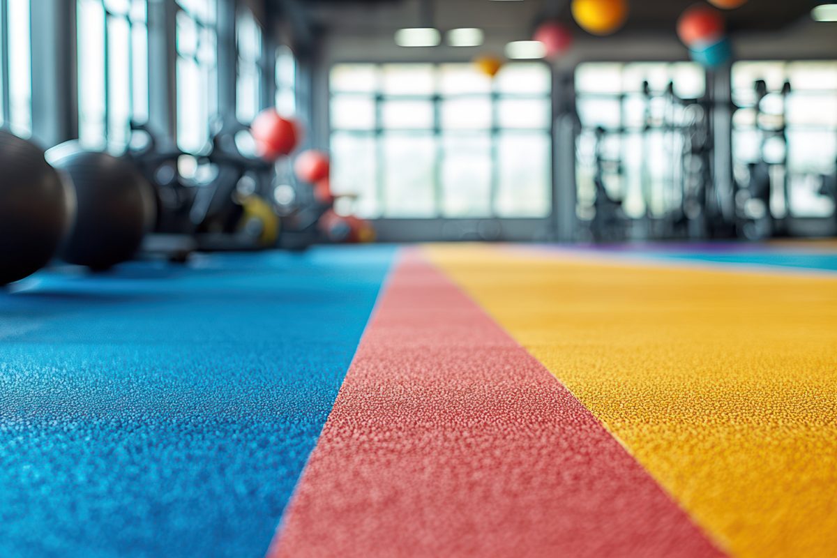 Piso de caucho SBR colorido para gimnasio Santiago MAMKAM